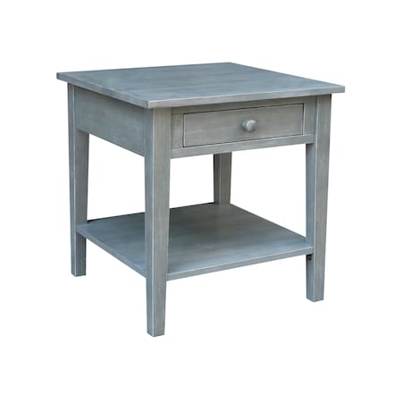 International Concepts Rectangle Spencer End Table, 24 W, 24 in L, 25 in H, Wood, Heather Grey-Antique Washed OT105-8E